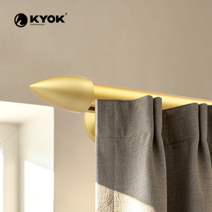 Tringle à rideaux KYOK moderne dorée avec embouts cylindriques, design antirouille pour la décoration intérieure - Product Image 1