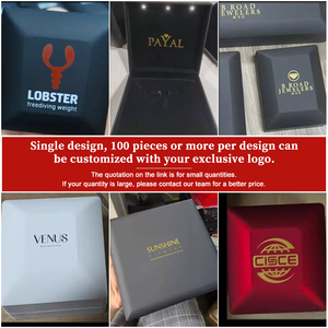 <span class=keywords><strong>Scatola</strong></span> di Lusso Personalizzata in Plastica Nera per Gioielli <span class=keywords><strong>con</strong></span> Logo, Set in Velluto <span class=keywords><strong>con</strong></span> <span class=keywords><strong>Luce</strong></span> LED per Collane e Anelli, Confezione Illuminata per F59 - Product Image 2