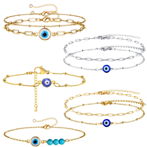 Của Phụ Nữ 18K Vàng-Mạ Thép Không Gỉ Hai Lớp Vòng Đeo Tay Thiết Lập Nhà Máy Bán Buôn Hình Học Ma Quỷ Của Mắt Thiết Kế - Product Image 2