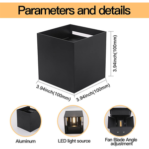 สแควร์ปรับ IP65 24v DC ติดผนังไฟ led mini 5050smd กลางแจ้งขึ้นลง rgbw 2700K ไฟ led ผนัง 12W - Product Image 3