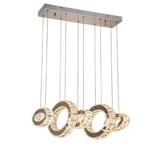 Tùy chỉnh Đương Đại đa vòng pha lê thép không gỉ đèn chùm chuyển đổi có thể thay đổi 3 màu sắc Nhà căn hộ khách sạn biệt thự Lustre - Product Image 1