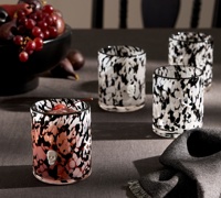 Vaso de whisky de cristal grueso con base de roca, estilo Halloween, en blanco y negro, hecho a mano, personalizado, apto para lavavajillas.