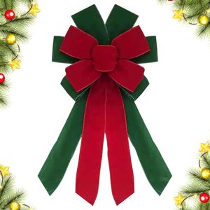 Large Velvet Christmas Tree Bows Multi-Size <b>Red</b> Fireplace Decor Stairs Railing Ornament in the Trend - Product Image 1