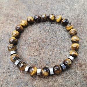 Pulsera con cuentas Mystigrey <span class=keywords><strong>Rio</strong></span> para hombres y mujeres Pulsera de acero inoxidable con piedras preciosas naturales de estilo clásico - Product Image 4