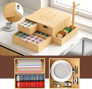 Organizador de Madera con Diseño de Árbol - Soporte de 2 Niveles para 80 Cápsulas de Café y 60 Bolsitas de Té - Product Image 4