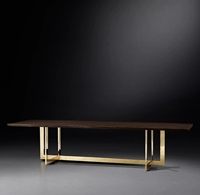 Table rectangulaire simple en bois avec support en métal Table à manger en bois massif Tables à manger pour usage domestique Meubles personnalisables