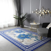 Tapis de sol moderne classique en velours et cristal à impression numérique 3D Tapis de salon en polyester de style chinois pour chambre à coucher en usine
