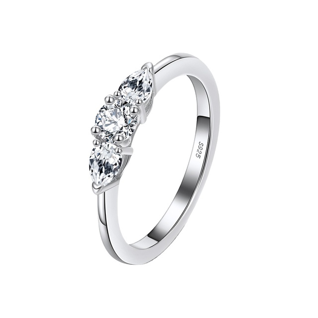RINNTIN APR03 Fine Jewelry 925 Sterling Silver Rings High Quality Rhodium Plated CZ Zirconia Diamond Wedding Ring for Women