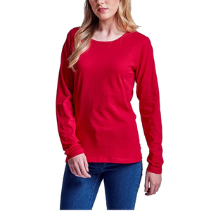 Camiseta térmica de manga larga de algodón con diseño liso para mujer, cálida y cómoda sin volumen, esencial para clima frío y comodidad en interiores. - Product Image 2
