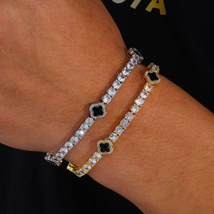 Luxury 925 Sterling Silver Four Leaf Clover Tennis <b>Bracelet</b> for Women VVS Moissanite Diamond Iced Out Lab Grown Diamond <b>Bracelet</b> - Product Image 1