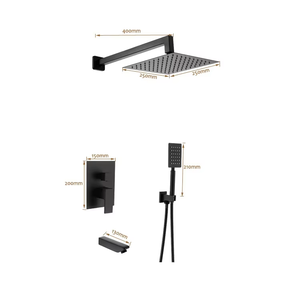 Set Doccia Moderno da Incasso a Parete per Vasca, Miscelatore Doccia a 3 Vie con Soffione a Pioggia Monocomando - Product Image 4