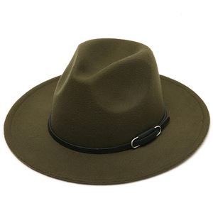 Sombrero Fedora de Fieltro <span class=keywords><strong>Rosa</strong></span> y Verde para <span class=keywords><strong>Hombre</strong></span> y Mujer, Estilo Jazz, Ala Ancha, Copa Plana, Venta al por Mayor - Product Image 6