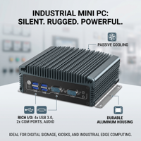 Mini PC Industrial Robusto sin Ventilador LN 1010 para Automatización de Fábrica, con Doble LAN, RS232, HDMI, VGA, USB, WiFi, 4G SIM, DC12V
