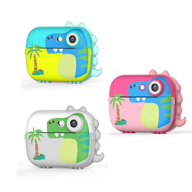 Dino Shape Kids Camera 1080P 20MP Digital Instant Print Camera with MicroSD MP3 & Filter Functions