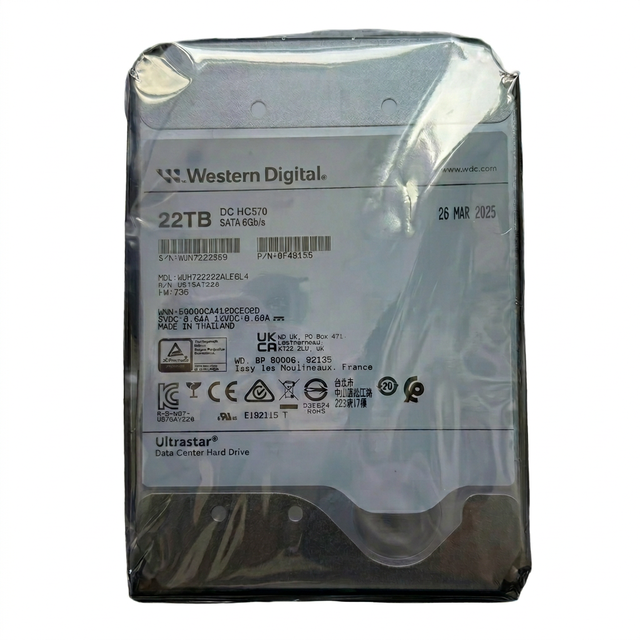 22TB Enterprise Hard Drive Ultrastar DC HC570 CMR 7200RPM 512MB Cache OptiNAND SATA 6Gb/s Server HDD