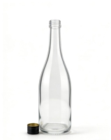 Bouteilles à spiritueux en verre transparent de 700 ml et 750 ml, directement de l'usine, disponibles en OEM/ODM avec bouchon à vis sécurisé et base filetée