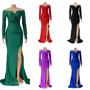 Elegante Abito da Sera con Spalle Scoperte, Vestito da Cerimonia con Spacco per Feste - Product Image 2