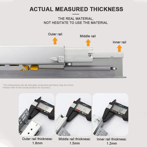 Phục hồi undermount ngăn kéo đường sắt hai phần ẩn mềm đóng push-mở theo dõi Ngăn kéo trượt với khóa và xử lý - Product Image 5