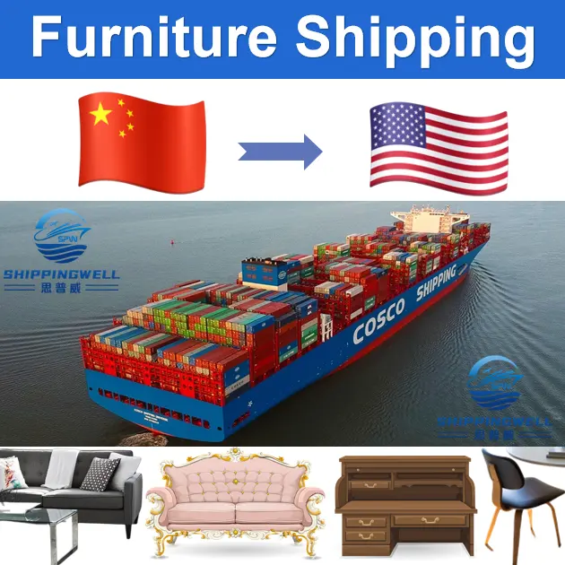 DDP/DDU Office Furniture LCL Sea Shipping from China to USA Customs clearance and Door to Door delivery