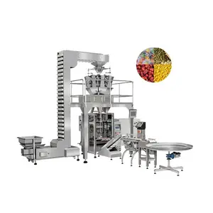 Automatic 10 Head Combination Multihead Weigher Weighing Filling Granulated Pure Sugar Jelly Candy Premade Bag Packing Machine