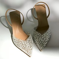 Escarpins à Talons Hauts Transparent Ornés de Clous, Style Designer Unique, Chaussures Élégantes Slingbacks pour Femmes