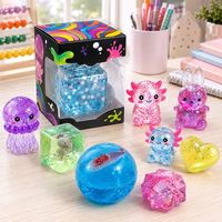 TOYSRUNNER Ensemble d'animaux en peluche doux et compressibles, avec paillettes, thème marine, cube, gemme, cœur, boule anti-stress, jouet sensoriel, cadeau pour enfants unisexe