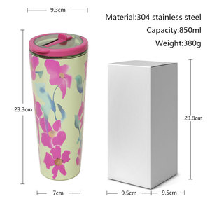 Shang Kou Ai Stainless Steel Tumbler 304 Floral Pattern Large Capacity Insulated Cup For Gifts And Daily Use - Product Image 5