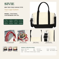 Tas Kanvas Custom Ukuran Kecil, Tas Selempang dengan Tali Lepas Pasang, Warna Blok, Penutup Magnetik, Tas Belanja Reusable, Tas Selempang