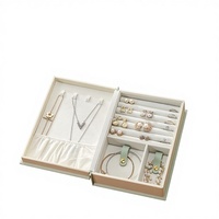 Boîte à bijoux de style livre Fuxin pour bagues, boucles d'oreilles, colliers, en PU, taille M, pour le rangement en voyage