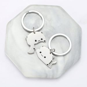 Nouvelles idées de produits : Porte-clés assortis chat mignon, vente en gros, logo personnalisé, promotion, acier inoxydable, animal, couple, ami - Product Image 2