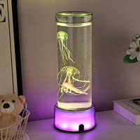 Nouvellement petite taille décor à la maison aménagement paysager transparent RVB changement de couleur base enfants cadeau créatif nouveauté méduse lumière led