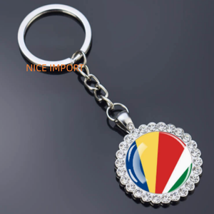 Llavero de flor con diamantes de imitación de la bandera de <span class=keywords><strong>Seychelles</strong></span>, superventas, para mochila, decoración de llaves, colgante para cartera, recuerdo de viaje - Product Image 1