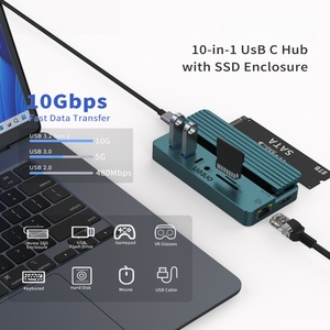เคส SSD โลหะผสมอลูมิเนียมแบบเปลี่ยนได้ฮับแบบ10-in-1พร้อม2.0 USB <span class=keywords><strong>3.1</strong></span>การรองรับไมโคร SD - Product Image 3
