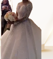 Haute qualité sur mesure nouvelle mode en gros mariée pleine perles robes de mariée personnalisées