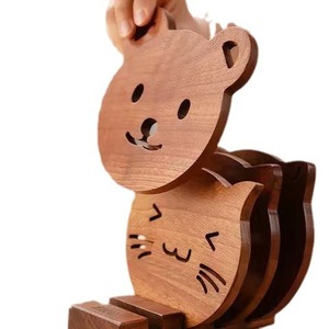 Animal Shaped Wooden Coaster <b>Set</b> For Coffee <b>Tea</b> Cups Anti Scalding Non Slip Creative Design - Product Image 4