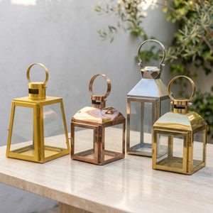 Wholesale Mini Glossy Metal <b>Tea</b> <b>Light</b> Candle <b>Lanterns</b> for Home Tabletop and Hanging Decoration - Product Image 1