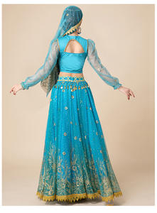 Offre Spéciale brillant doré motif Performance porter Halloween indien Cosplay Aladdin jasmin princesse danse du ventre Bollywood Costumes - Product Image 4