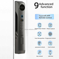 Interphone de surveillance à reconnaissance faciale 3D avec verrouillage par empreinte digitale et mot de passe, entièrement automatique, électronique, intelligent, en aluminium et bois, Cloud