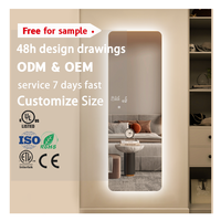 Vente directe d'usine Prévisions météorologiques 3 couleurs Lumière Étanche LED miroir complet avec Bluetooth