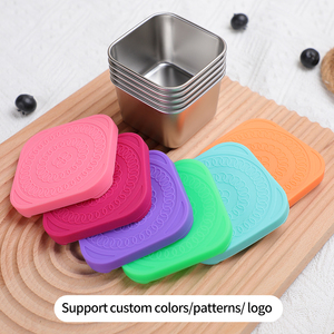 Quảng trường ngâm nước sốt ly <span class=keywords><strong>6oz</strong></span> thép không gỉ 304 Snack <span class=keywords><strong>container</strong></span> với nắp <span class=keywords><strong>Silicone</strong></span> rò rỉ-proof ngoài trời di động Hộp Ăn Trưa - Product Image 5