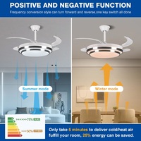 Ventilateur de plafond invisible à 3 températures de couleur, design muet, moderne et rétractable de 42 pouces, pour chambre à coucher intérieure