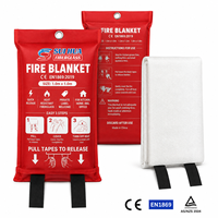 Couverture de sécurité incendie en fibre de verre pour usage domestique, couverture d'urgence haute résistance à la chaleur pour cuisine avec poignées et pochette suspendue