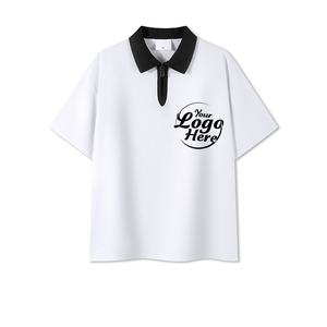 Polo informal de manga corta para hombre de buena calidad con cierre de color al por mayor - Product Image 6