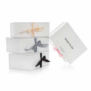 Custom Logo <b>White</b> Rigid Cardboard Book Shape Cosmetic Packaging Magnetic Paper Gift <b>Box</b> With Ribbon - Product Image 2