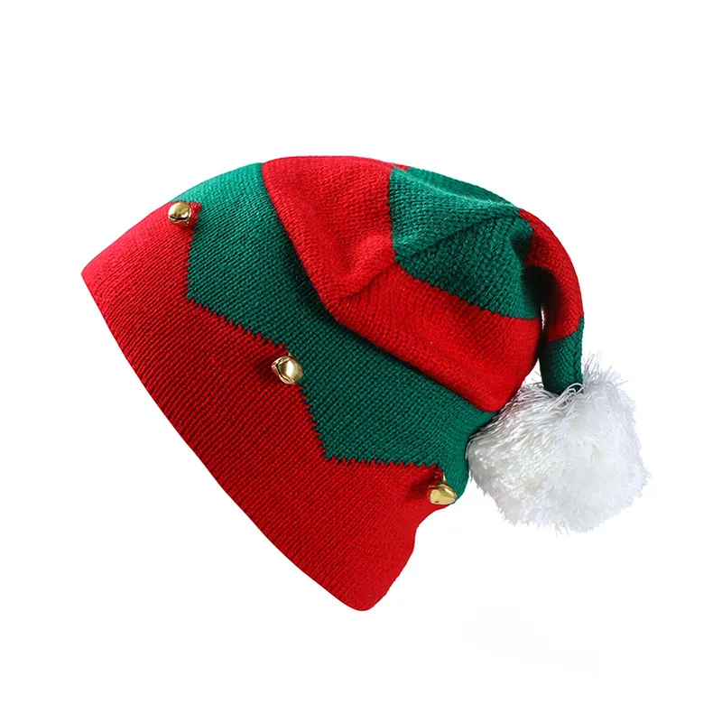 2022 НОВАЯ РОЖДЕСТВЕНСКАЯ шапка с помпоном зимняя вязаная шапка детская Рождественская вязаная шапка с колокольчиком