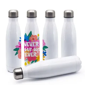 批发不锈钢保温瓶保温瓶绝缘运动饮料可乐形升华白色空白水瓶DIY