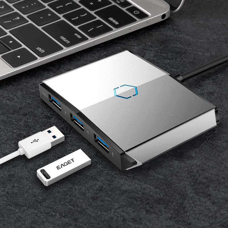 Док-станция EAGET из алюминиевого сплава с 4 портами OTG Type-c для ПК/ноутбука, аксессуары для компьютера, концентратор USB 3,0