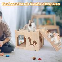 Nichoir classique en bois sculpté pour lapins, hamsters et petits animaux – Maisonnette cachette pour lapins, cochons d'Inde et hamsters dorés