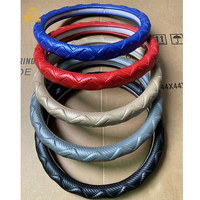 Housse de volant de voiture universelle style mode en cuir fibre de carbone, accessoires auto, protection de volant
