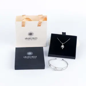 Özel Logo en kaliteli siyah PU deri süet ekleme kutuları yüzük kolye bilezik hediye paketleme plastik mücevher kutusu